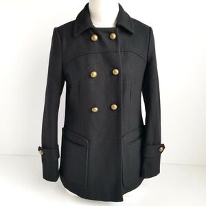 Express Peacoat Womens XS Wool Blend Double Breasted Black New w/ Tag NWT $198